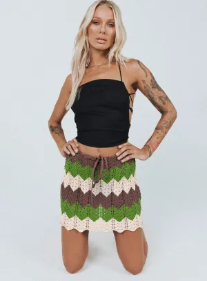 Pahoma Crochet Mini Skirt Multi flared silhouette Adjustable Fit