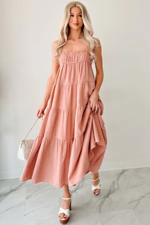 Twilight Glow Sleeveless Tiered Maxi Dress (Clay) River Walk Dye Art