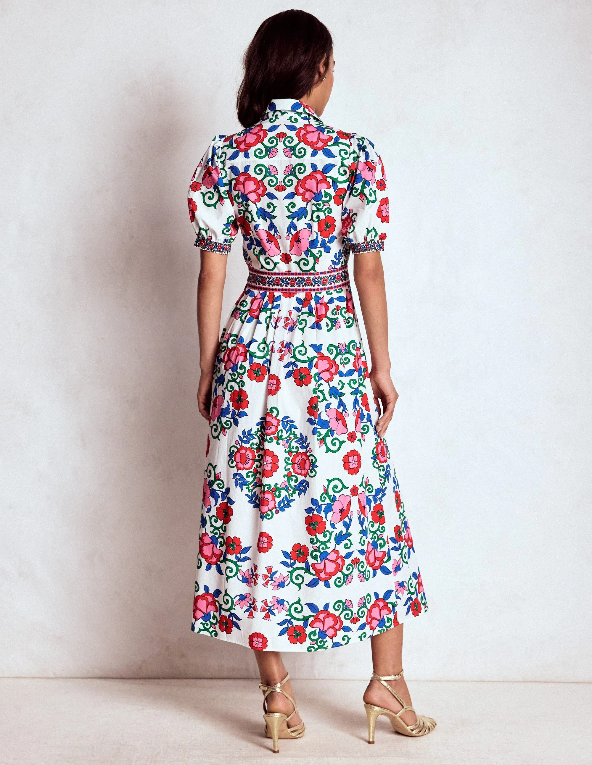 Onyx Glow Alexa Maxi Shirt Dress-Multi, Ornamental Lattice