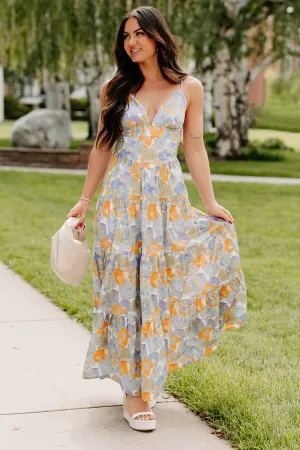 Grace Flow Honey, Please Sleeveless Floral Maxi Dress (Peri Blue)