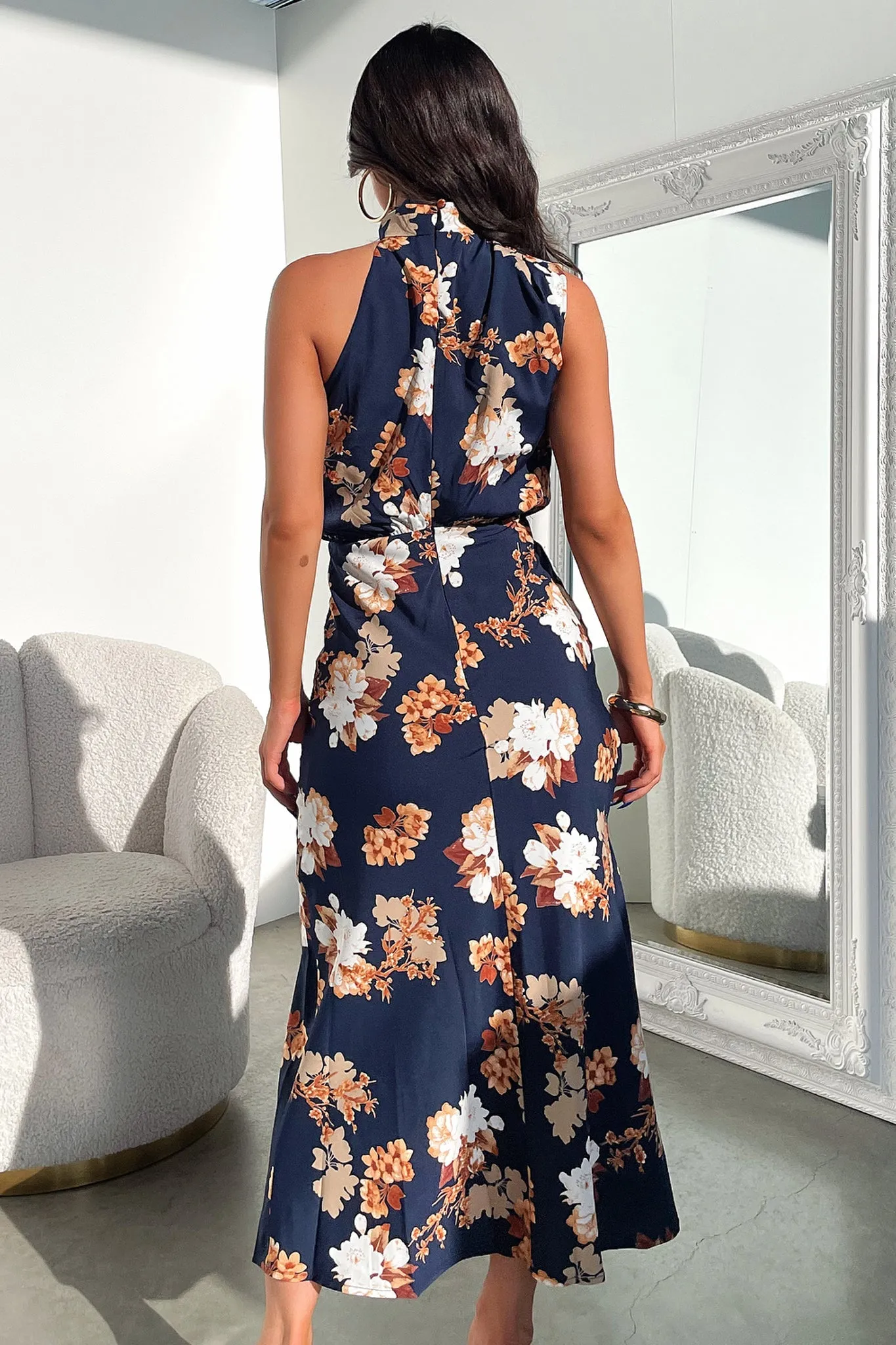 Santorini Maxi Dress - Navy Floral Travel Easy
