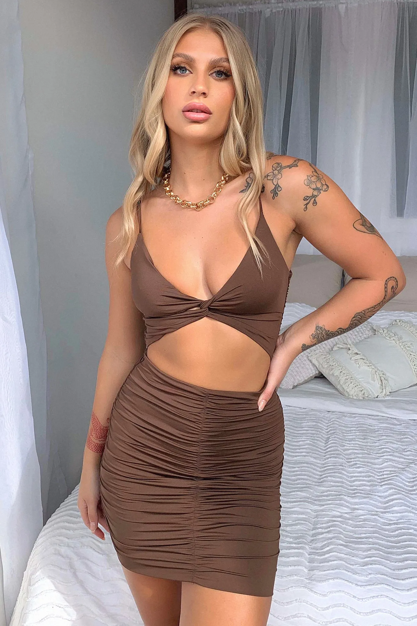 Tamara Dress - Brown Beat Hot