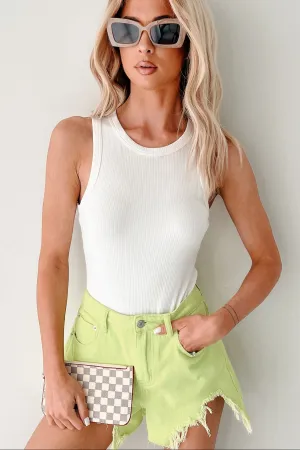 Fresh Resort Breathable New Simple is Sweet Ribbed Sleeveless Bodysuit (Off White)