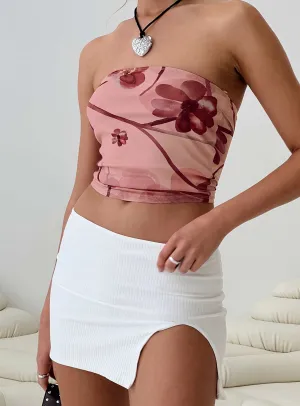 Strand Mini Skirt White Comfort Waistline