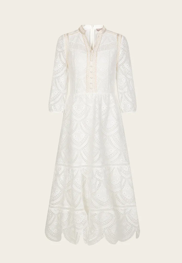UltraSoftFinish White Lace Maxi Dress