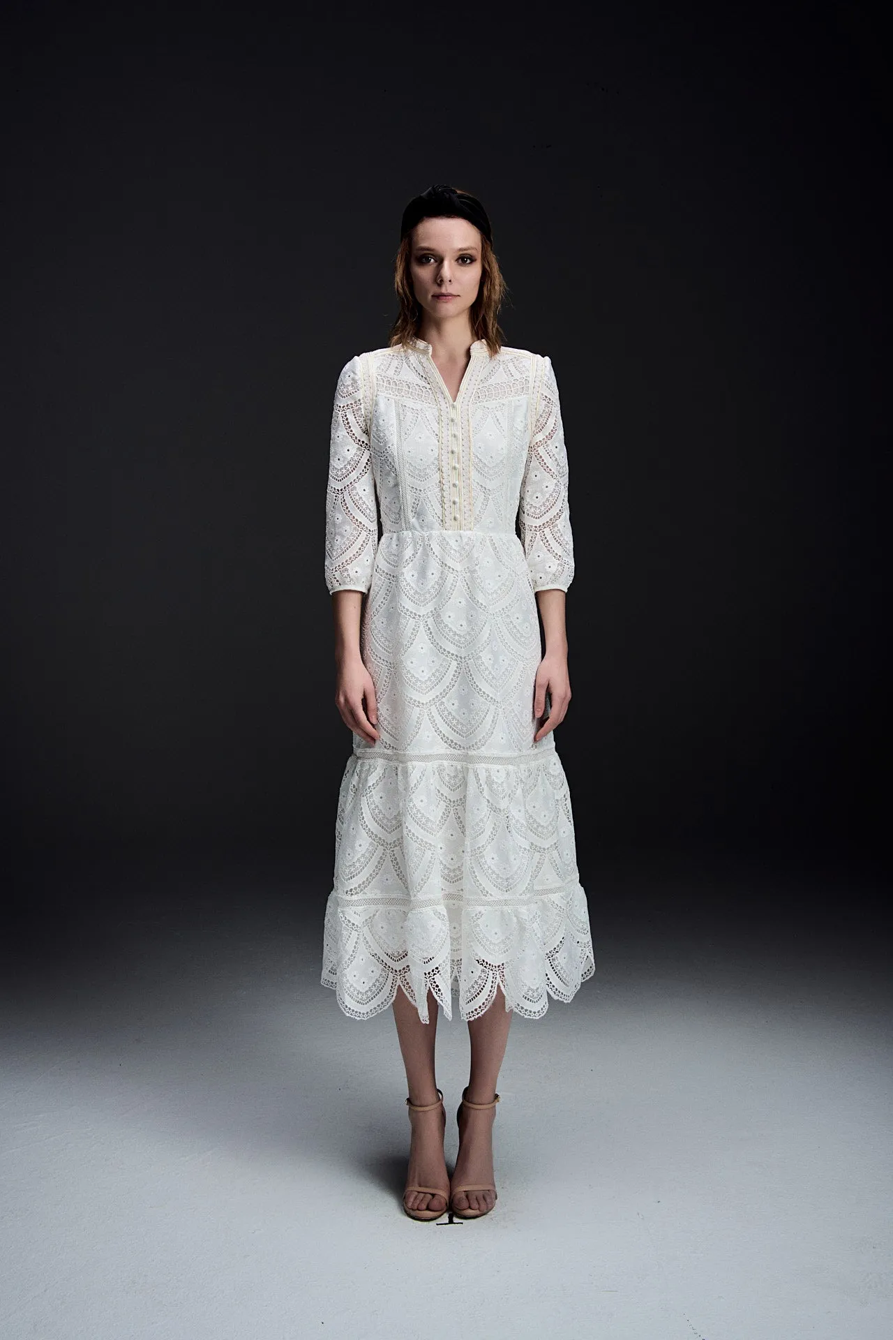 HighVisibility White Lace Maxi Dress