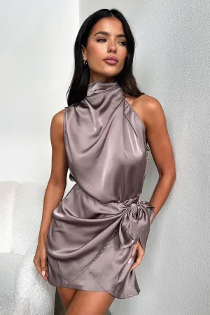 Santorini Mini Dress - Brown Flirty Fit Street Icon