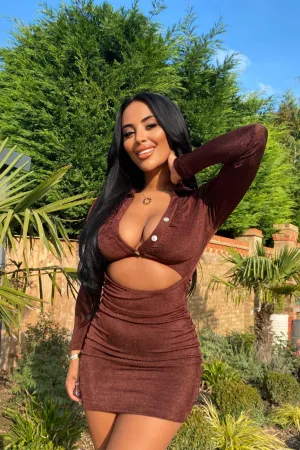 Nyx Dress - Brown Show Time Flattering Fit