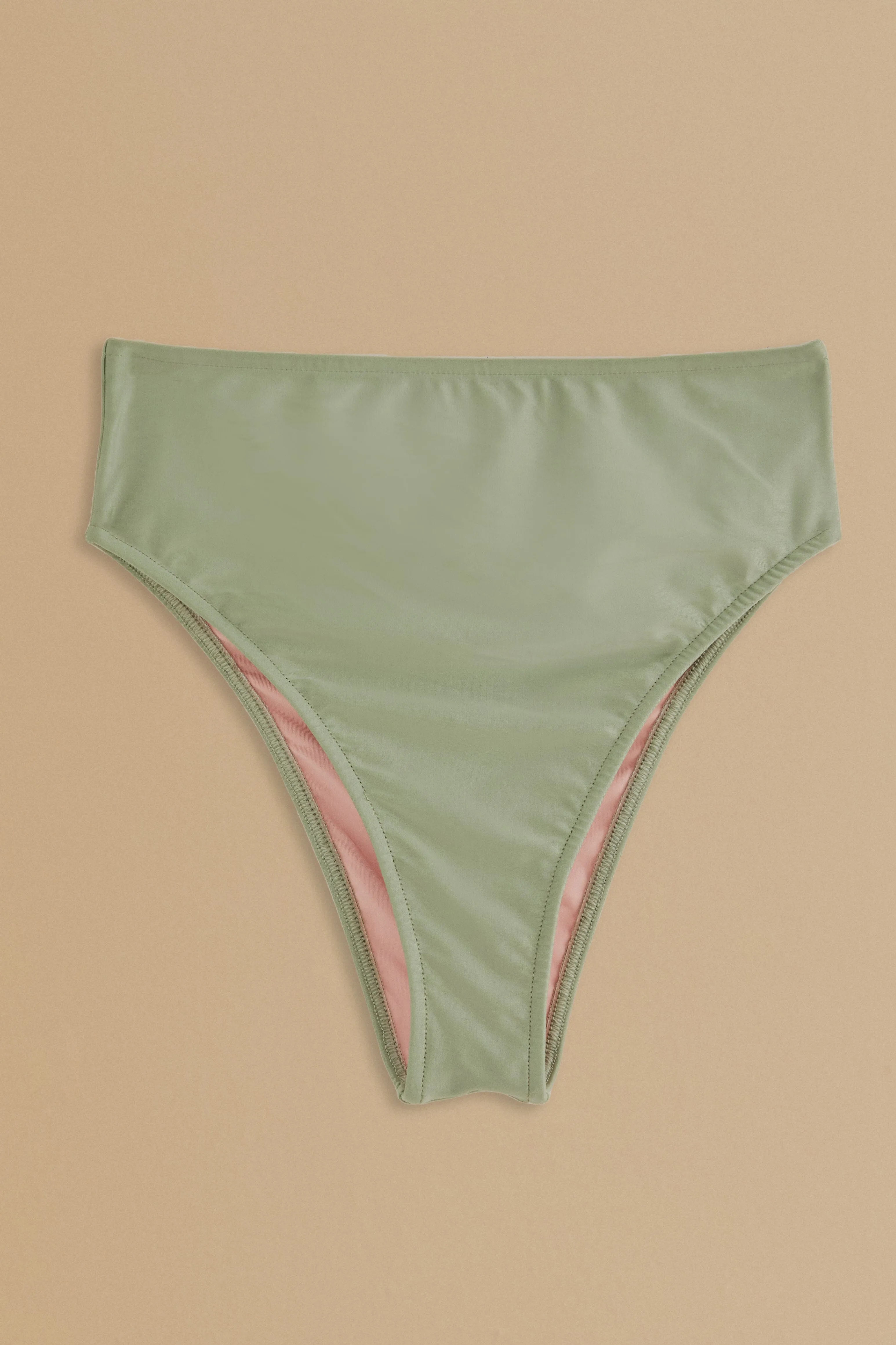 Green High Waisted Bikini Bottom ChafeResistant Seams