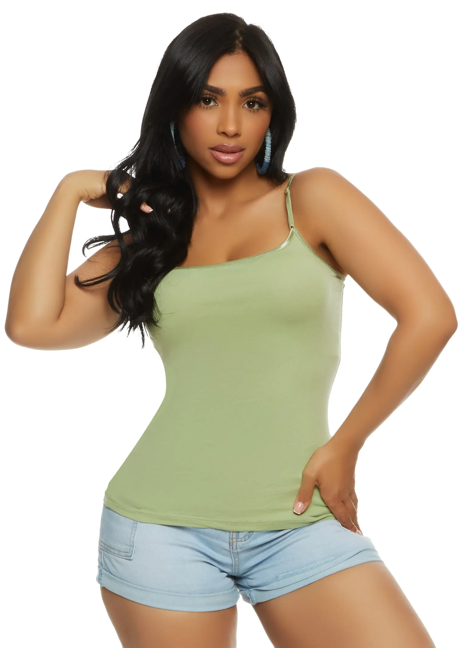 Solid Scoop Neck Cami Moisture Transport Fabric
