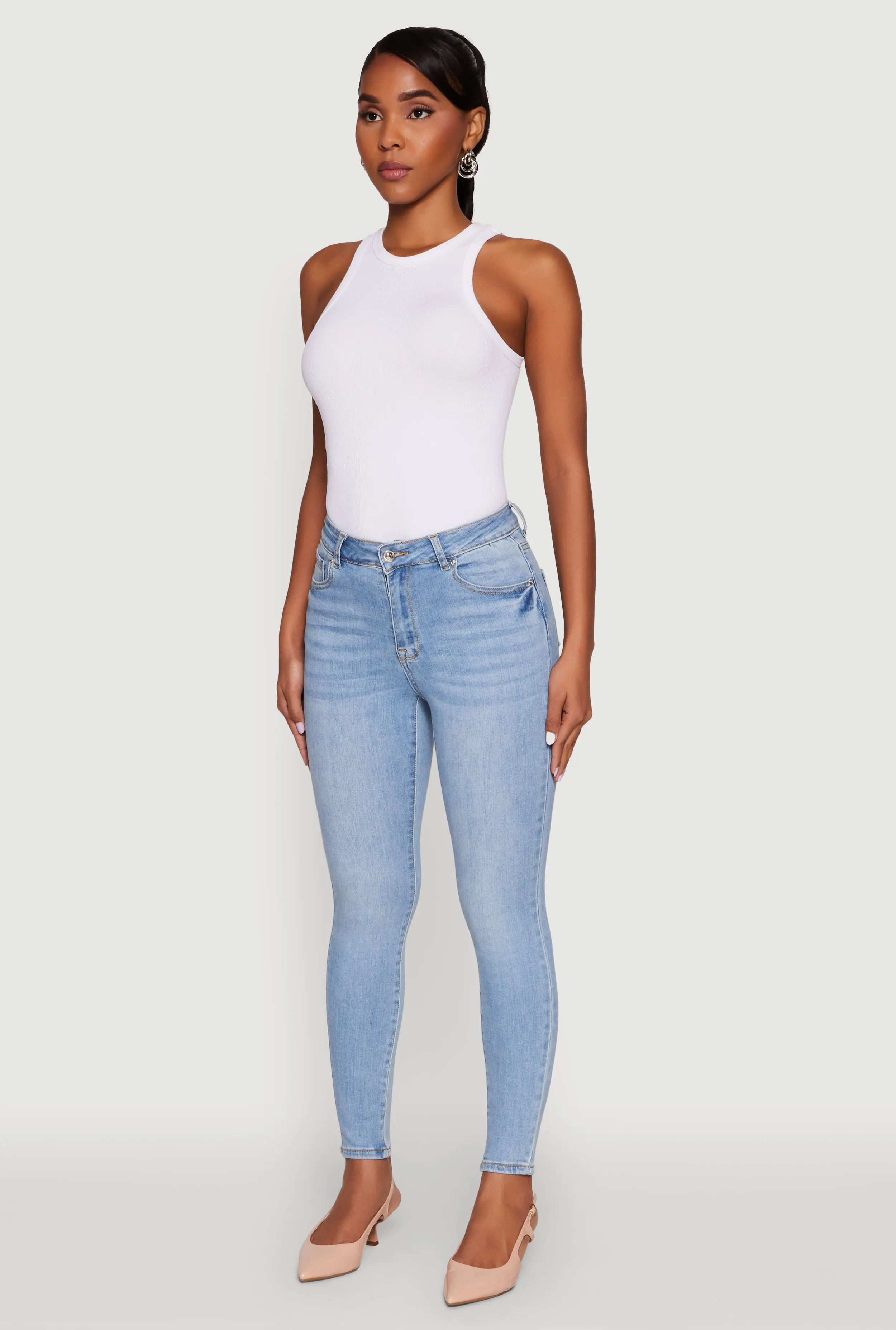 Simple Comfort All Season WAX High Rise Solid Cropped Skinny Jeans