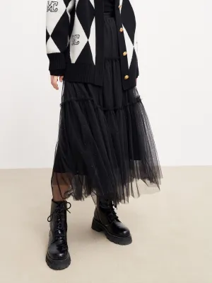 Rhinestone Details Tulle Skirt Travel Ready Breezy Outfit