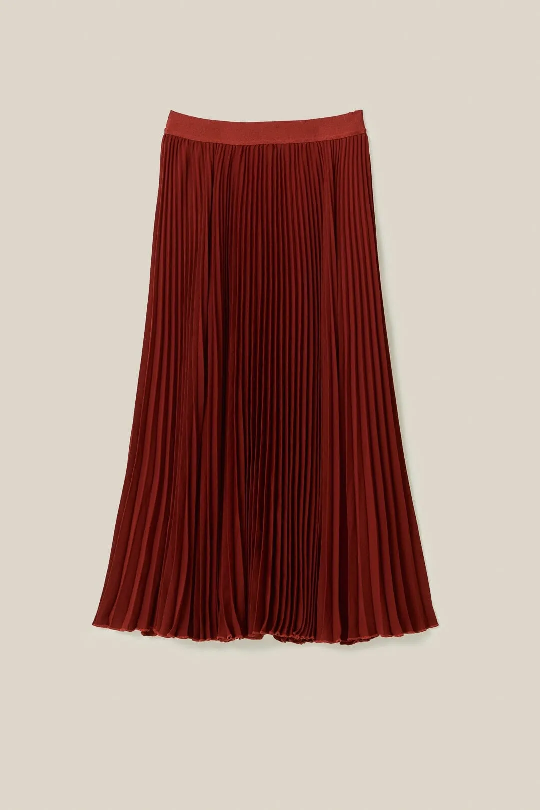 Brown Pleated Maxi Skirt Quilted Texture