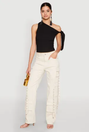 Casual Friday Elegant Casual Mineral Wash Pintuck Cargo Jeans