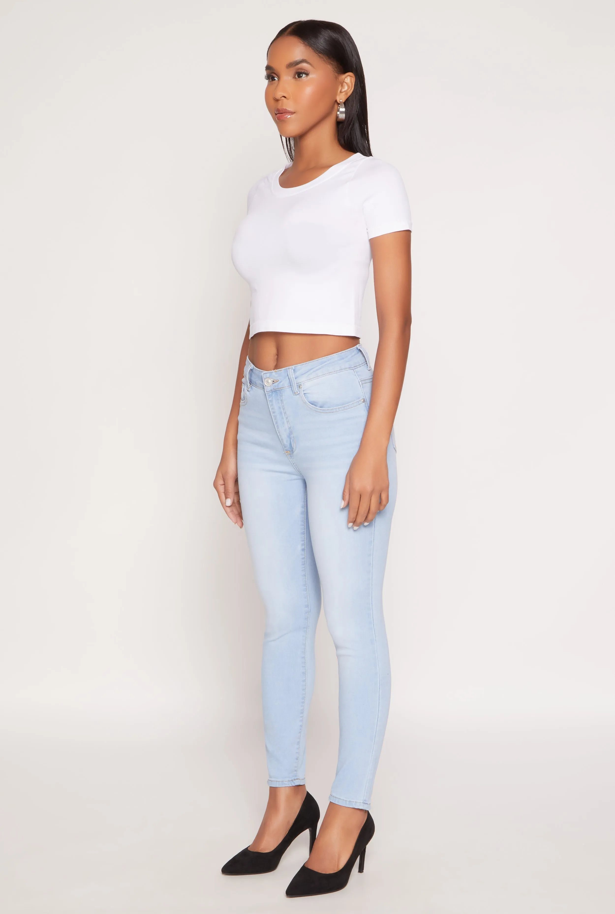 WAX Stretch High Waisted Skinny Jeans Fresh casual