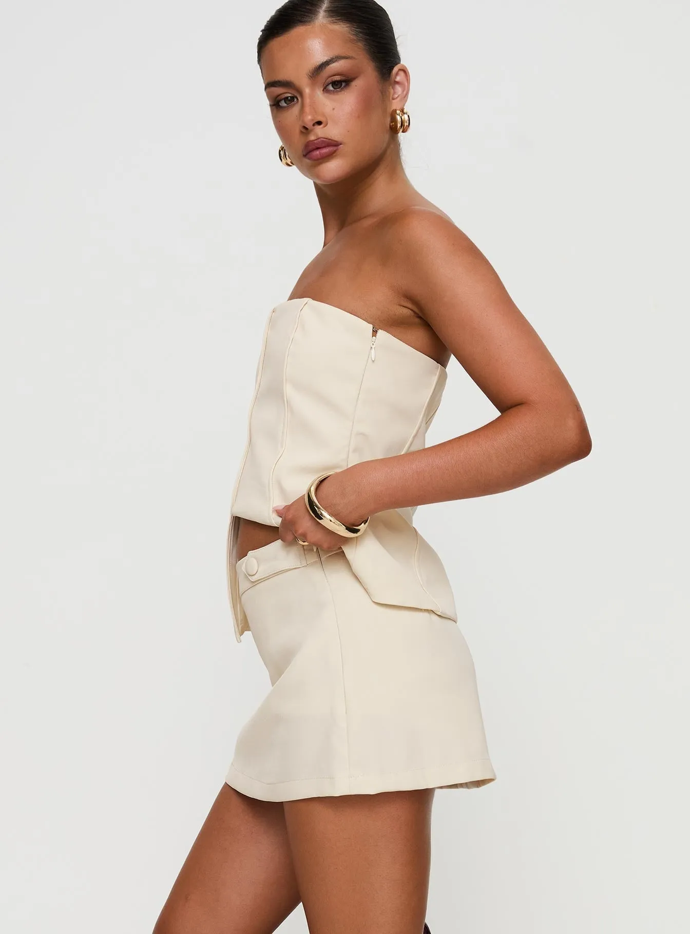Full Disclosure Skort Cream Edgy Look Modern Edge