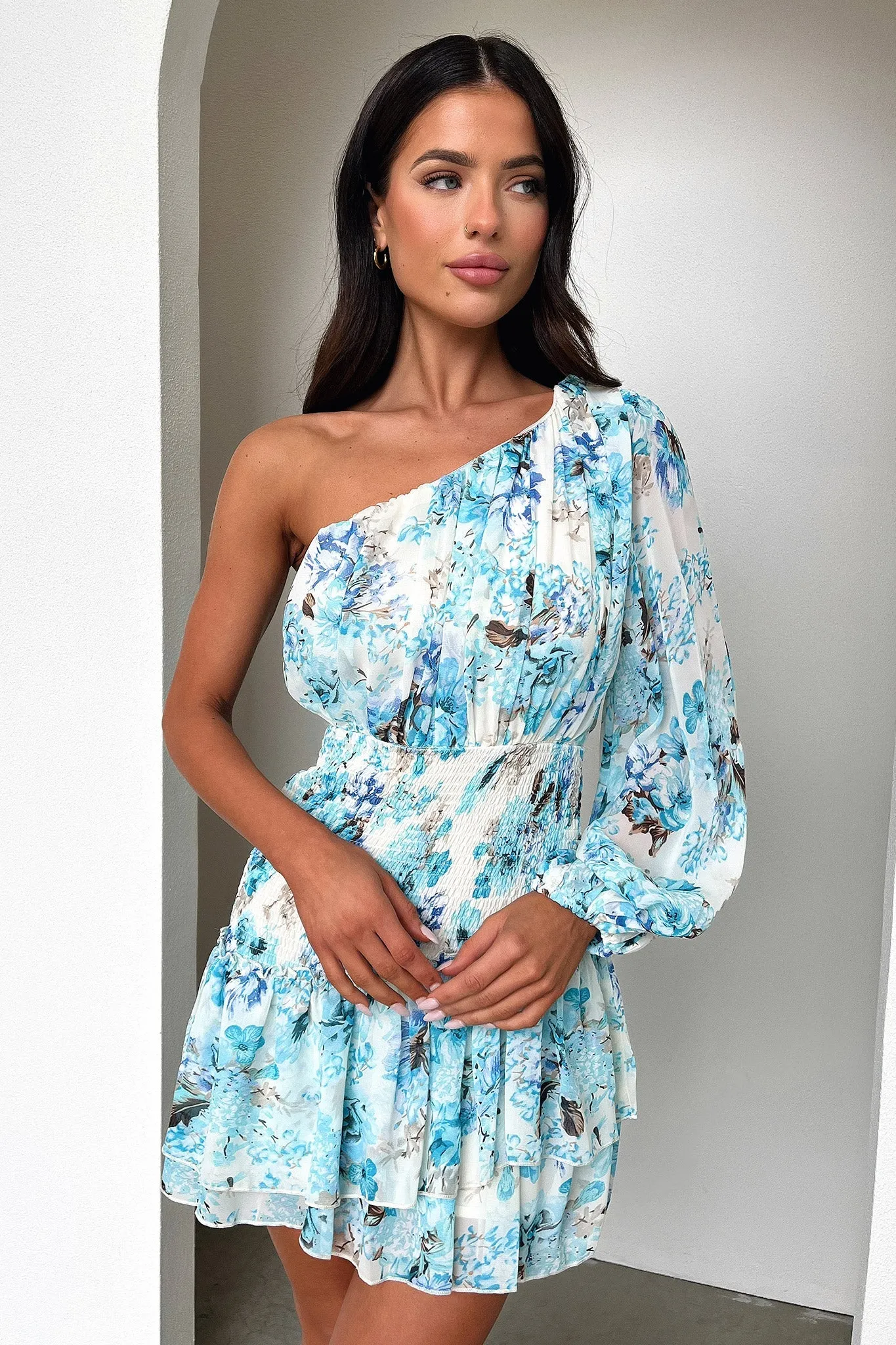 Playful youthful dress Katina Mini Dress - Dark Blue Floral