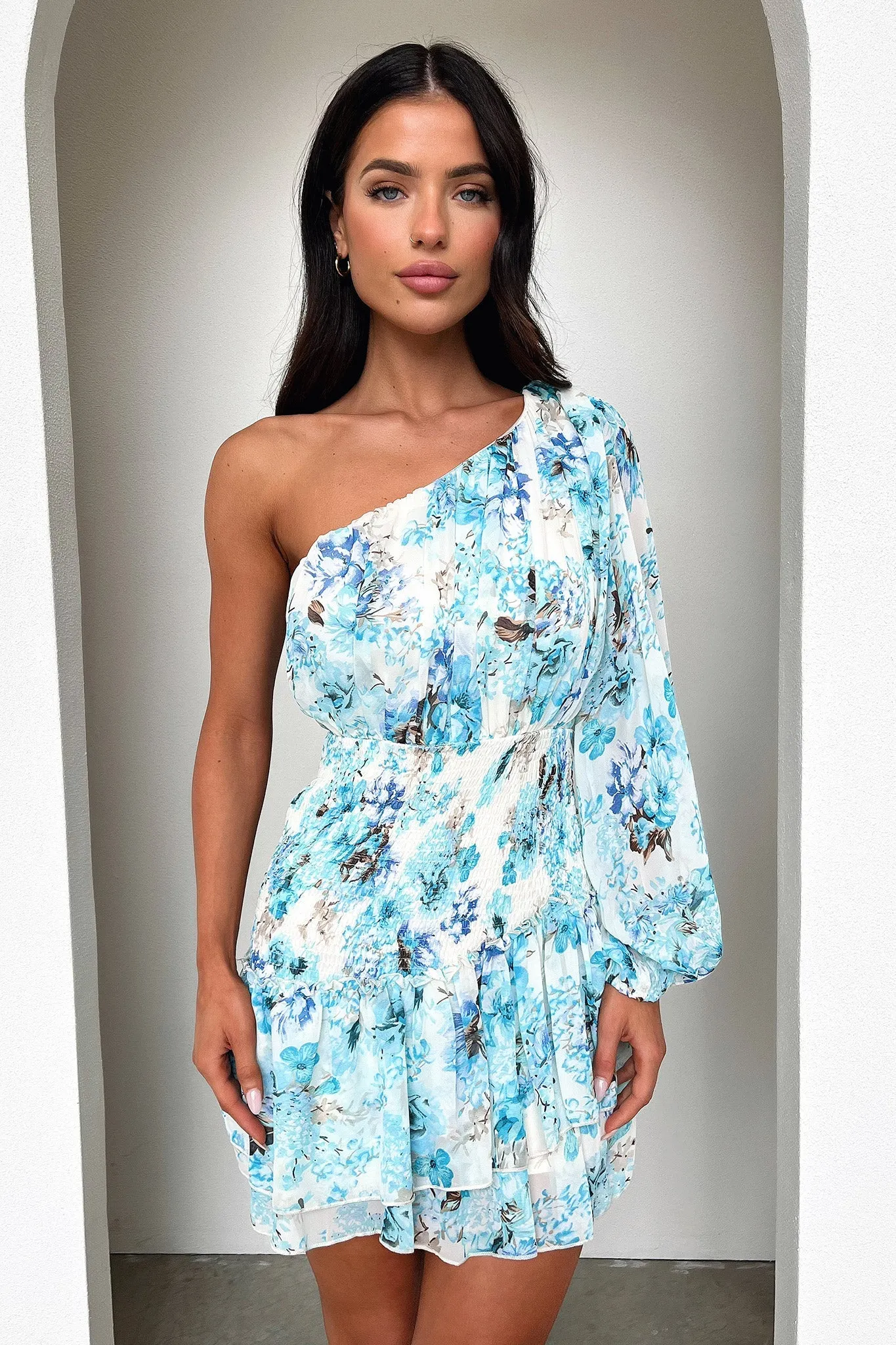 Katina Mini Dress - Dark Blue Floral Trendy Wearable