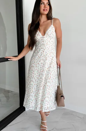 Whispers Of Wisdom Floral Lace Midi Dress (Clay) Mediterranean Cool Opal Glow