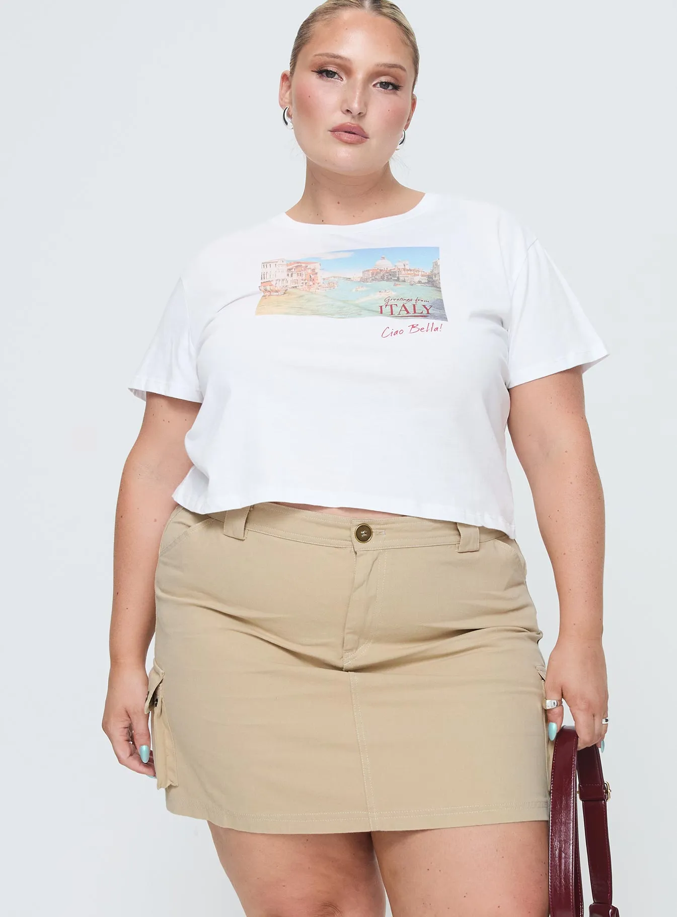 Polished Fit Lydie Cargo Mini Skirt Beige Curve