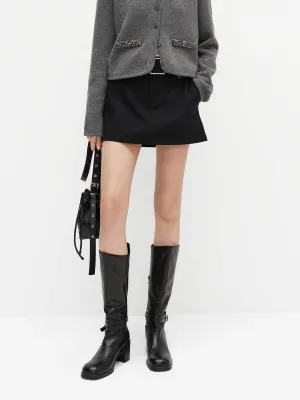 Smart Casual Tea length Wool Blend Mini Skirt