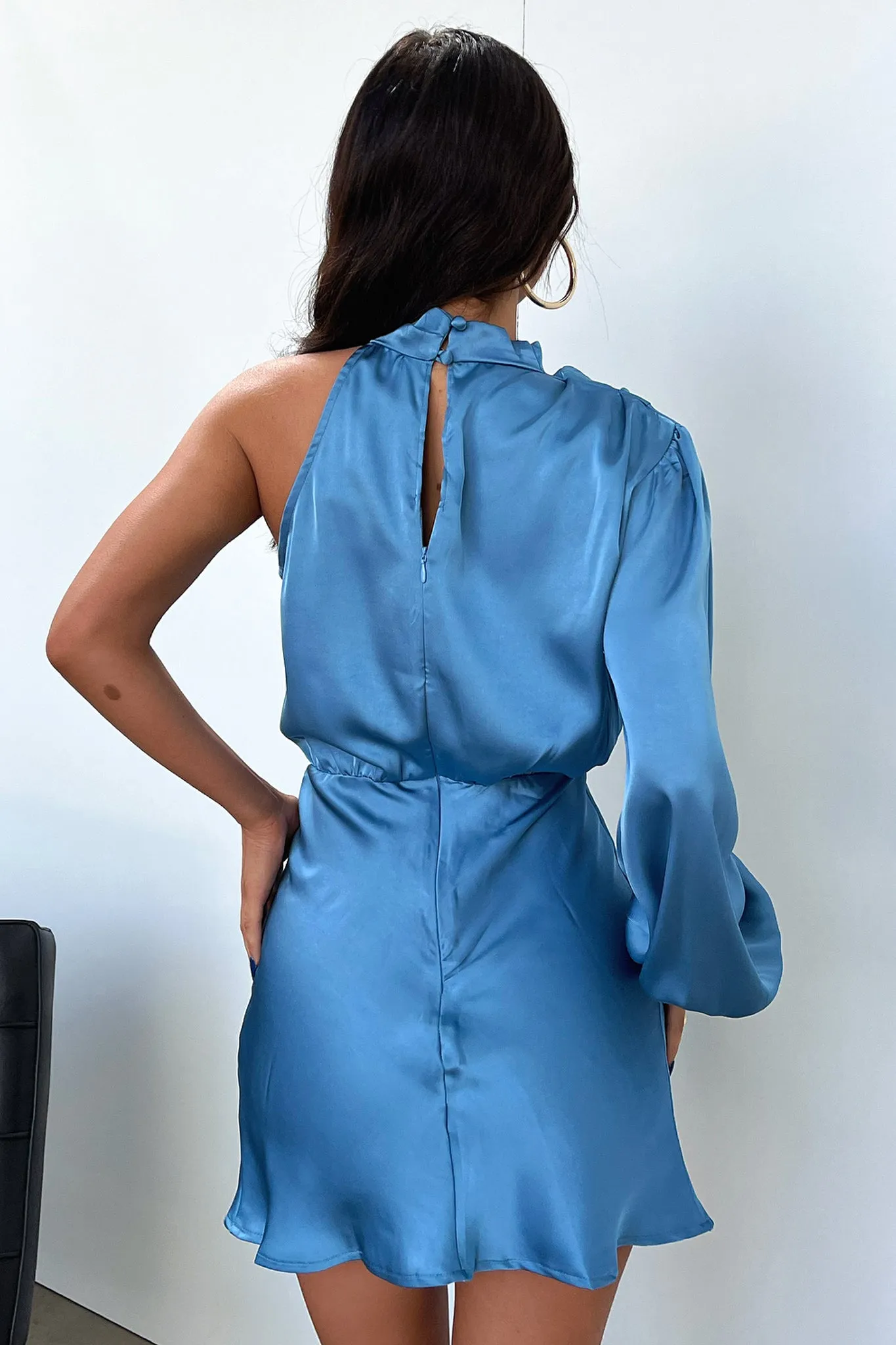 Santorini One Shoulder Dress - Blue High Breathability