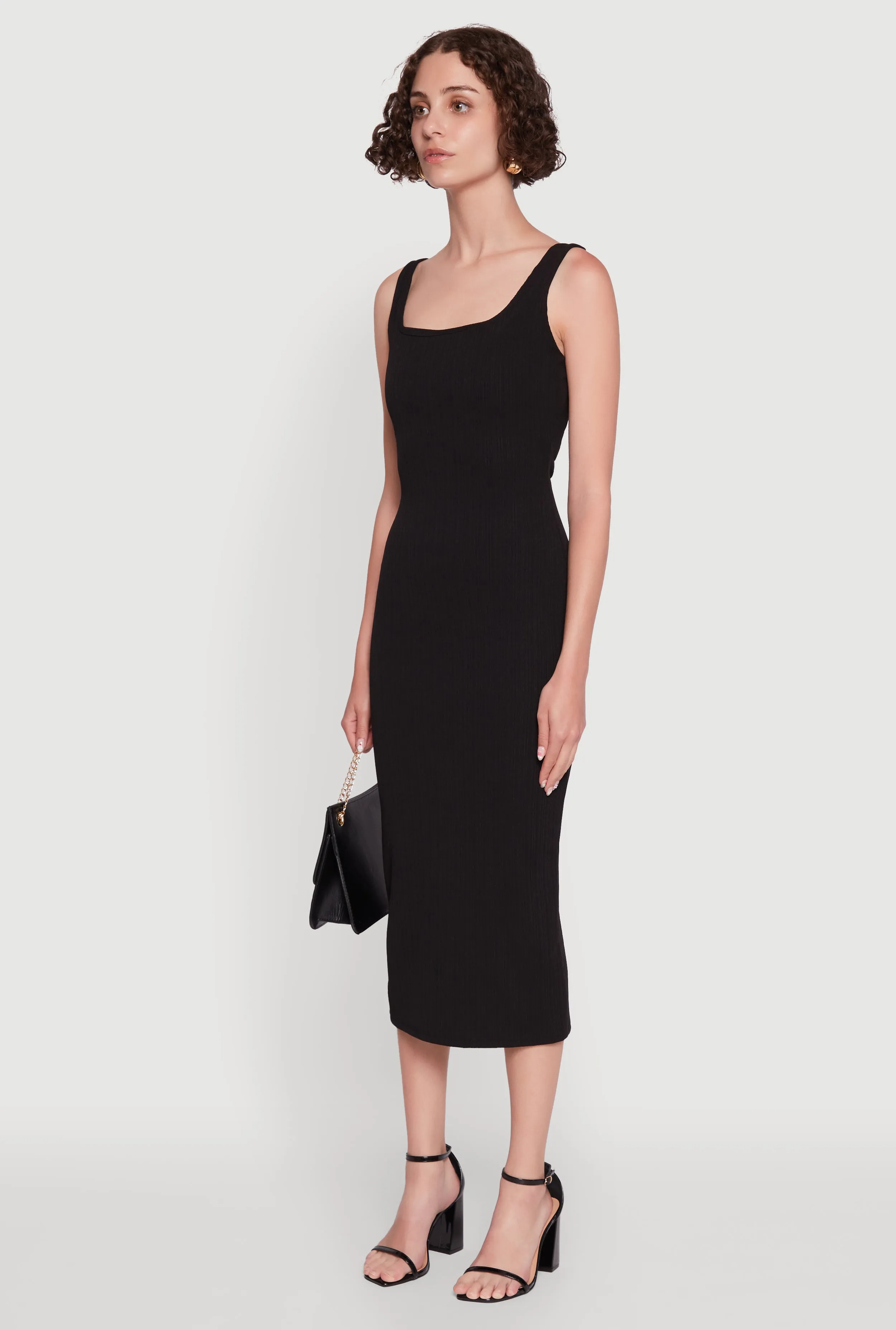 Iris Textured Knit Tank Midi Dress Modern Wear Winter Snow
