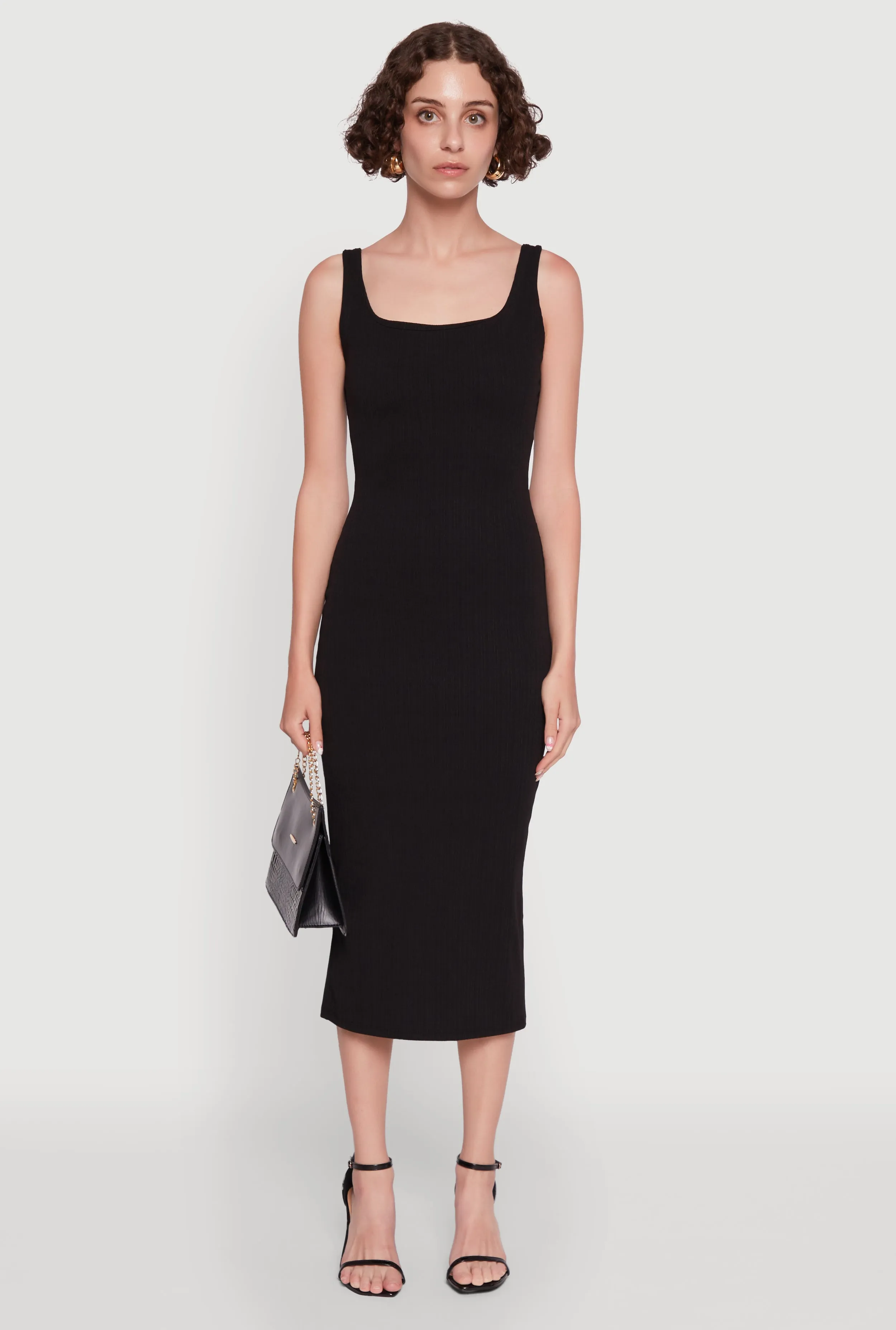 Modern Fashion Iris Textured Knit Tank Midi Dress