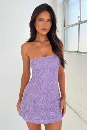 Tagless Design Arletta Strapless Sequin Mini Dress - Purple