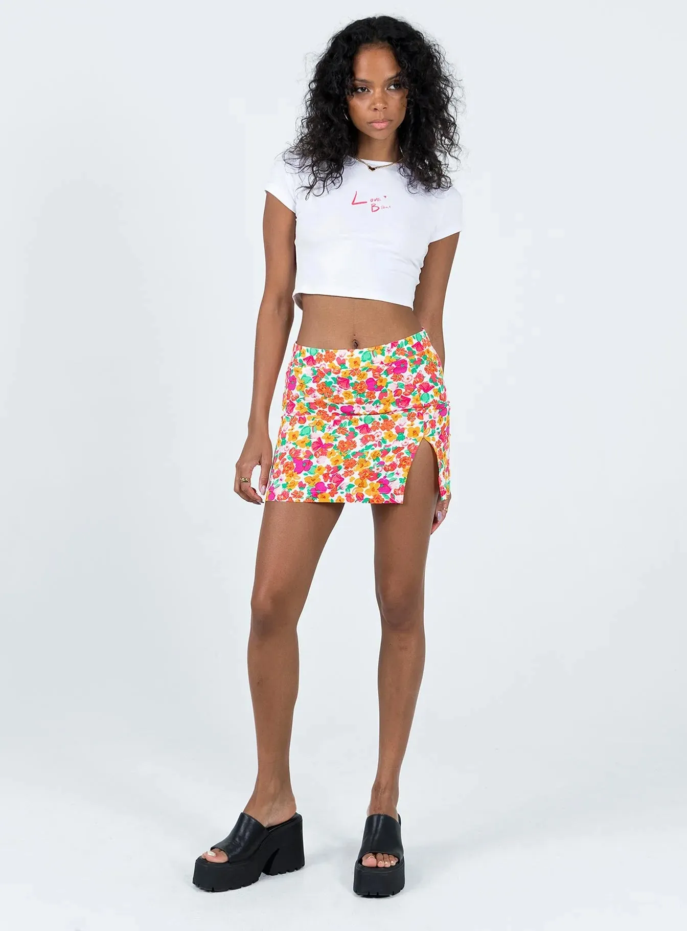 Street Look Relaxed Feel Celtis Mini Skirt Rainbow Floral