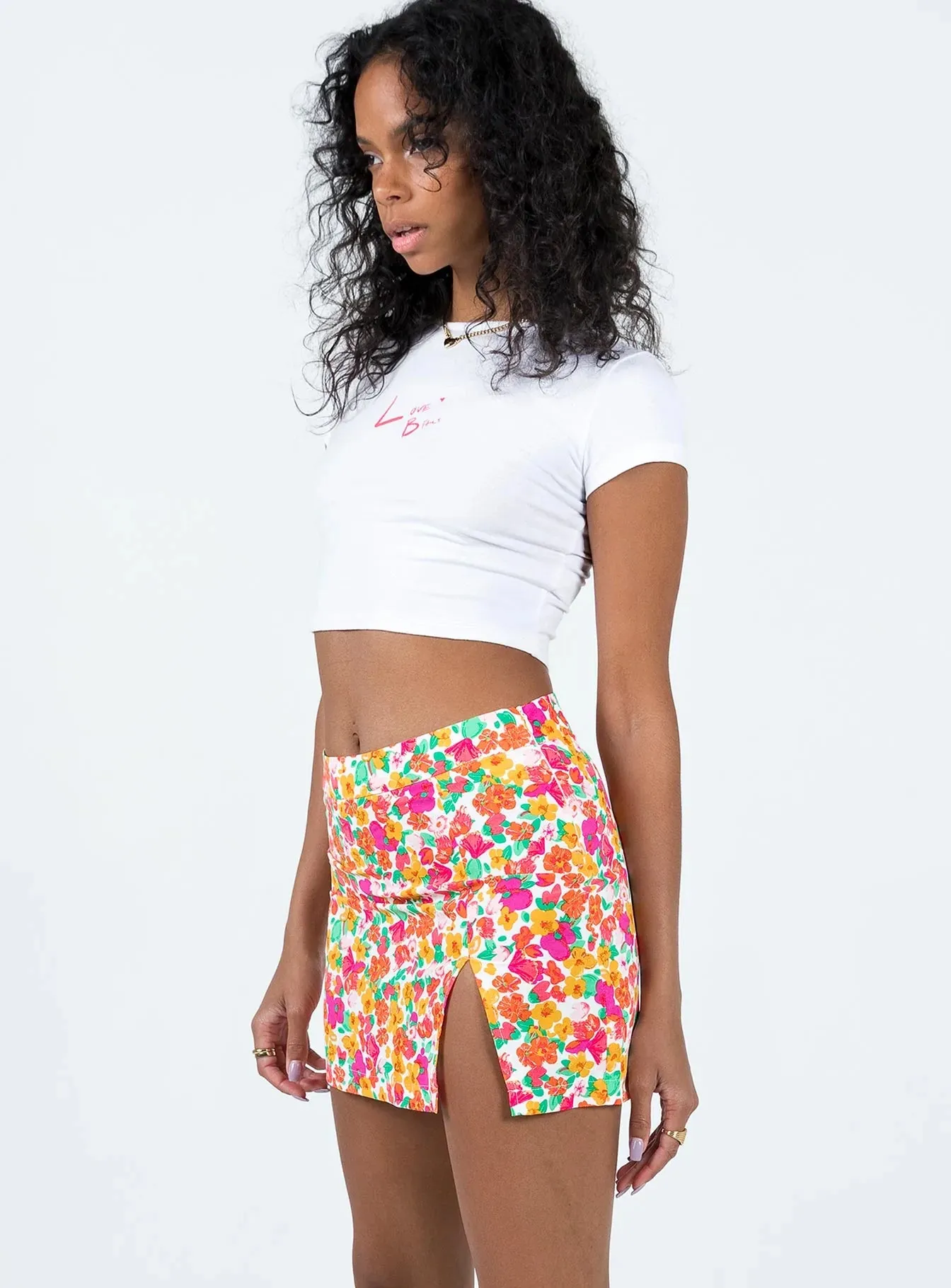 Celtis Mini Skirt Rainbow Floral Fade Resistant Cloth