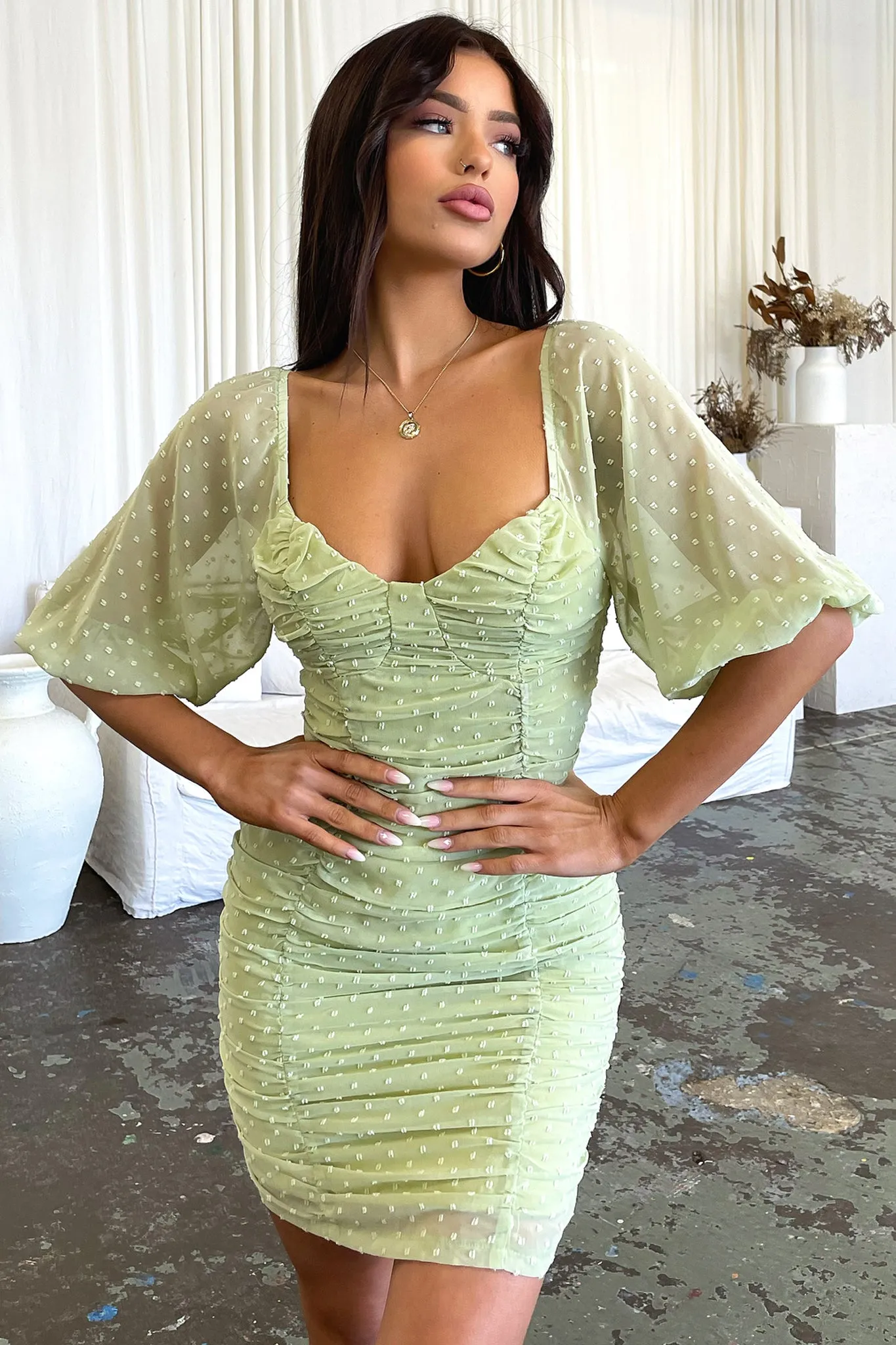 Stacey Dress - Green Pop Rush