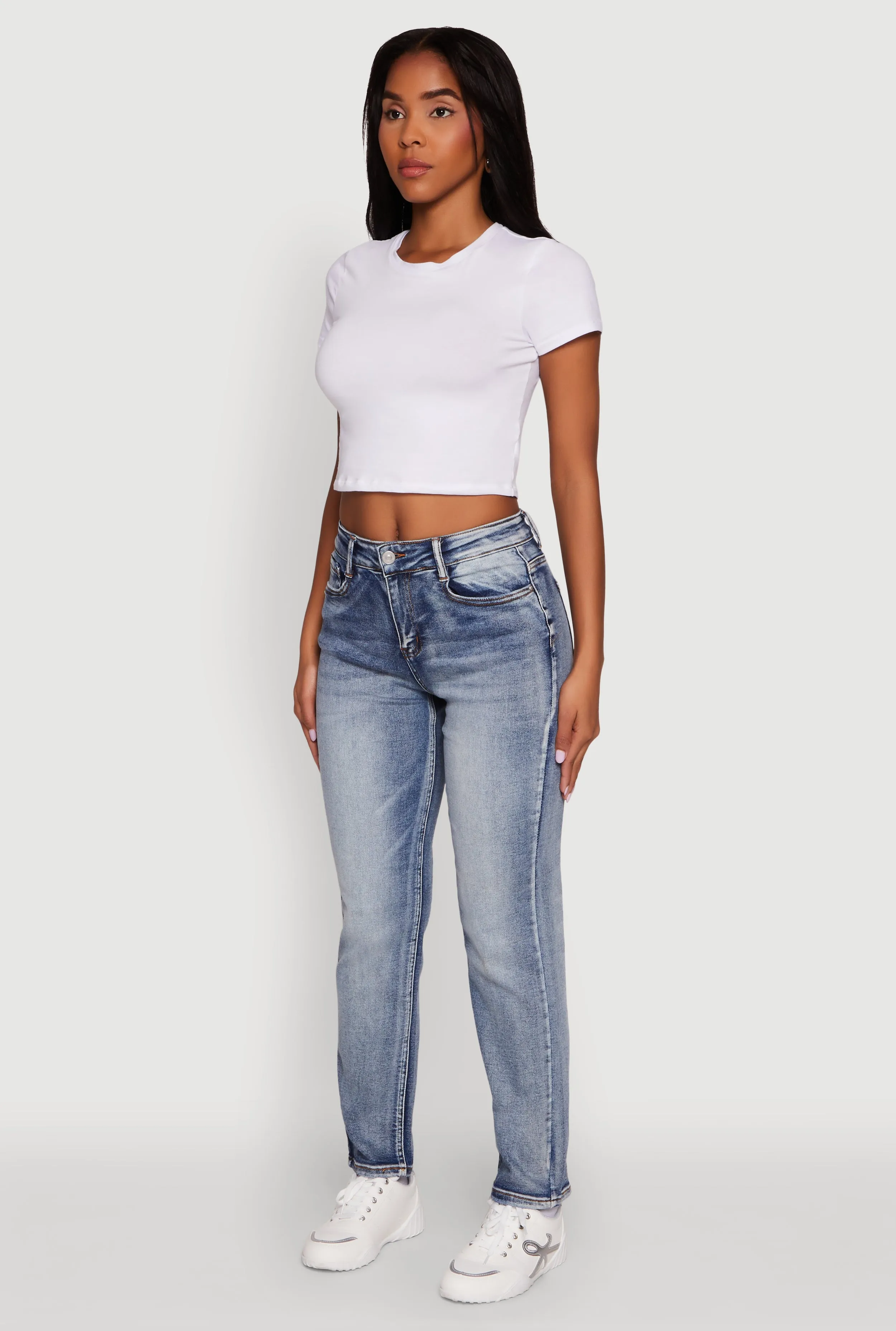 Neutral Choice Home Comfort Party Look Modern Minimalist WAX High Waisted Straight Leg Stretch Jeans