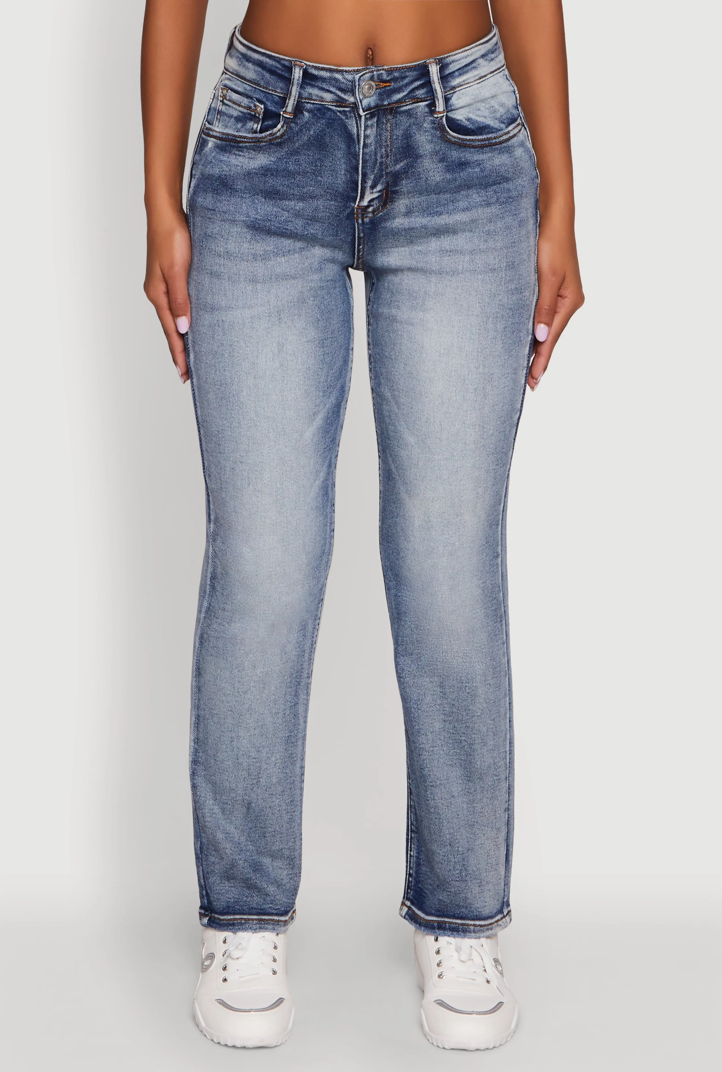 Cropped length WAX High Waisted Straight Leg Stretch Jeans
