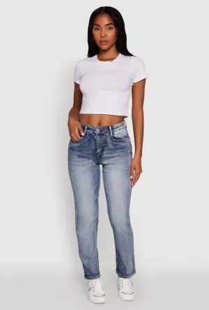 Shopping Day Outdoor Enthusiast Stylish Casual Evening Stroll WAX High Waisted Straight Leg Stretch Jeans