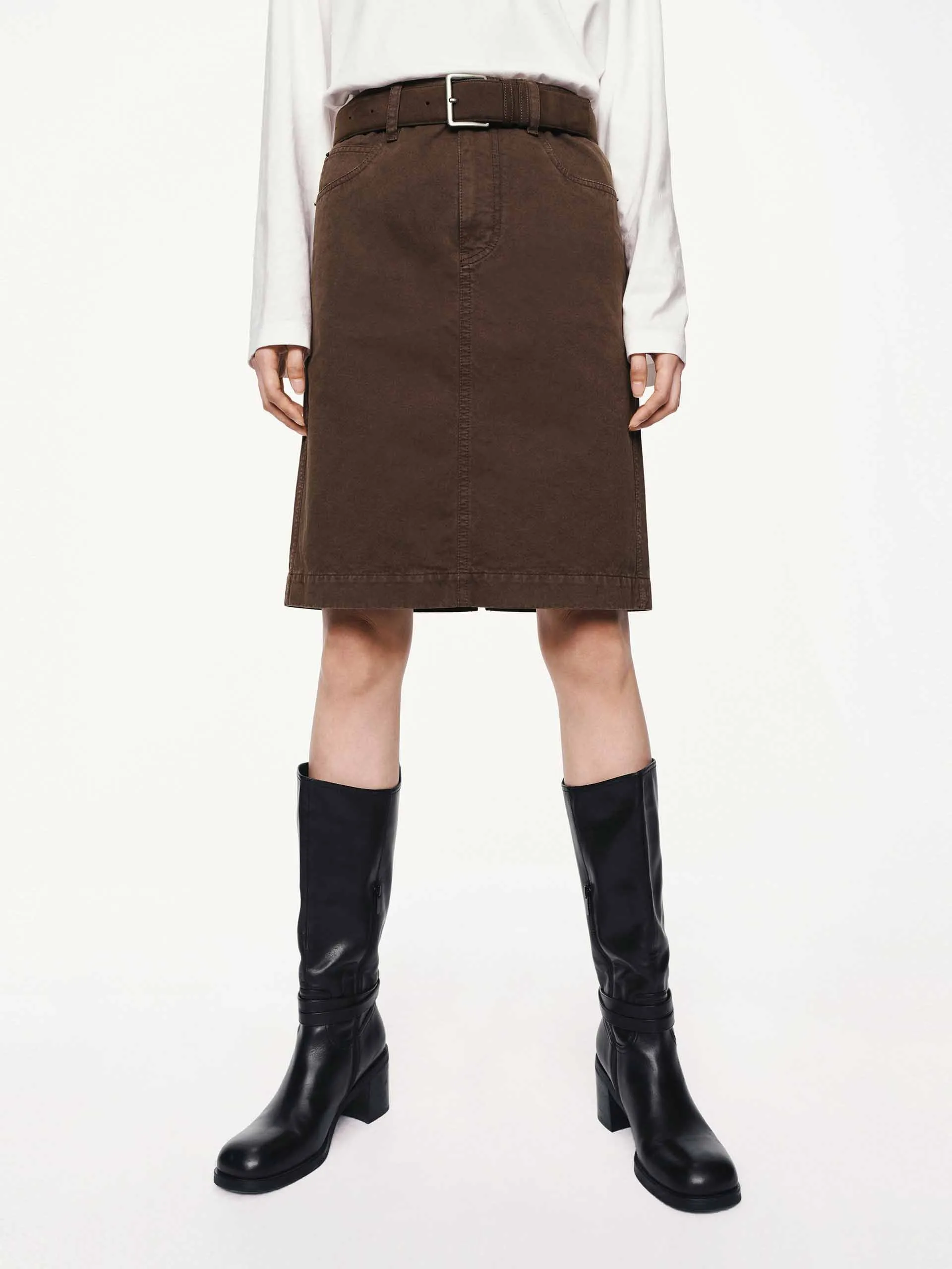 Back Slit Cotton Mini Skirt Hygienic Coating Wardrobe Hero