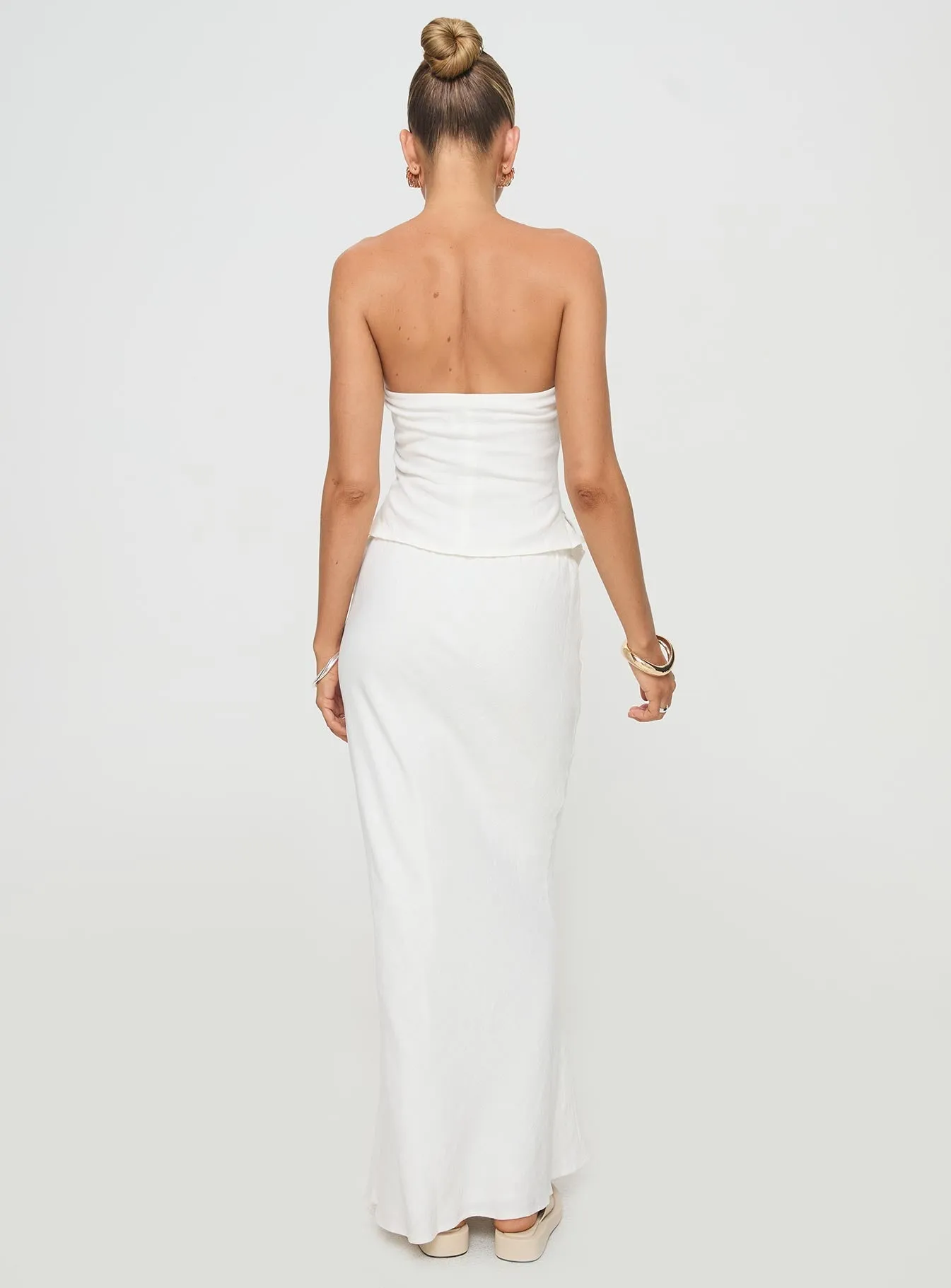 Daily Essential Mercer Linen Blend Maxi Skirt White