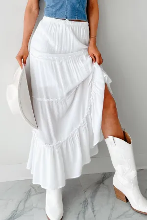 Lightweight Fabric Drifting Calm Tiered Maxi Skirt (White)