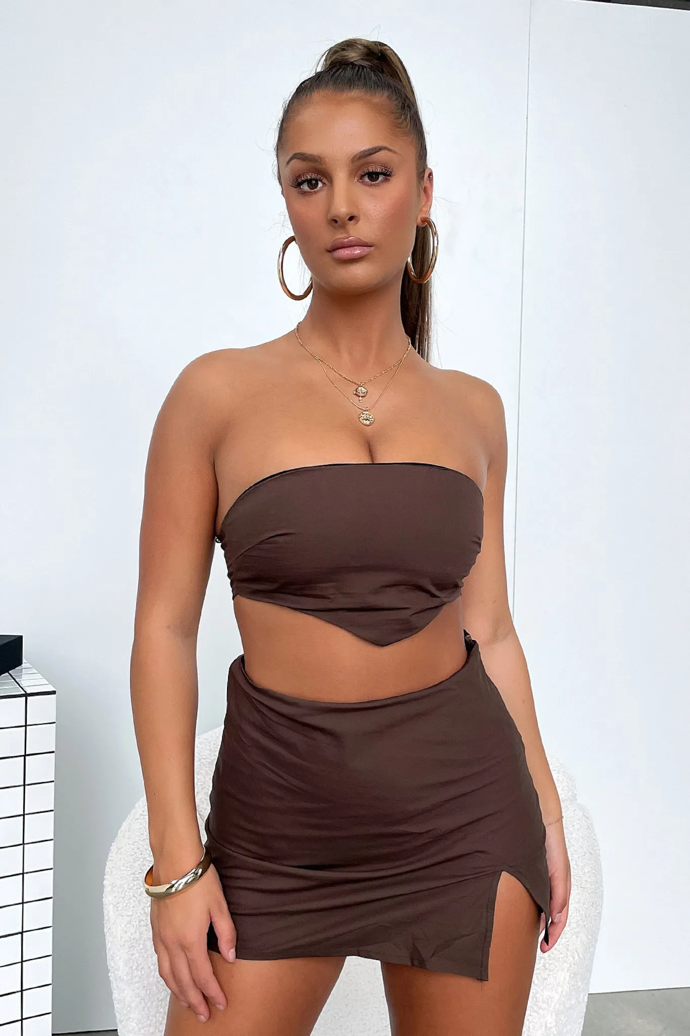 Subtle Details City Look Julia Skirt - Brown