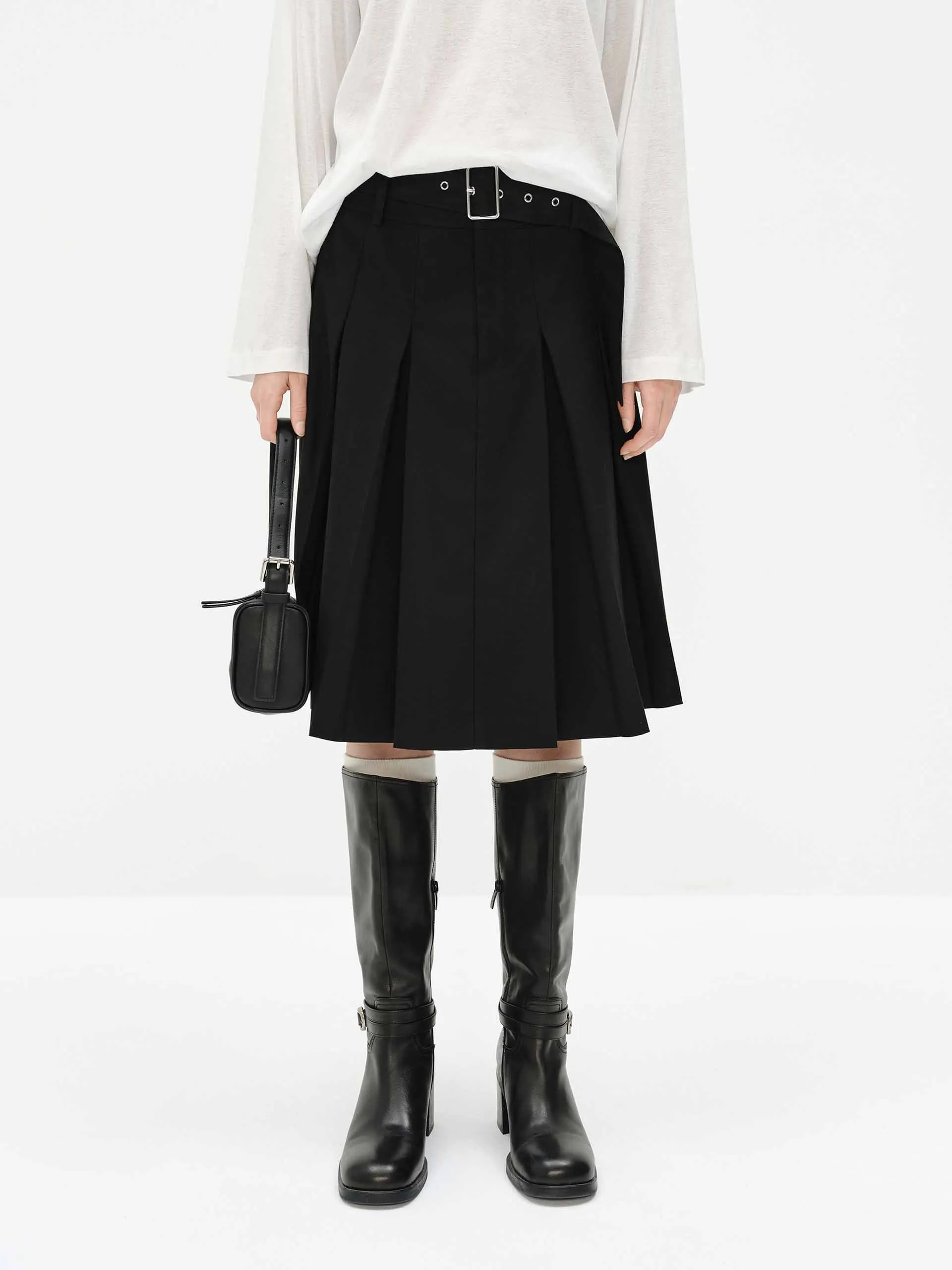 Everyday Vibe Midi Length Pleated Skirt