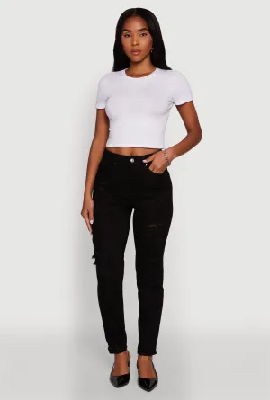 Family Style Minimalist Style Date Night Hypoallergenic Material Composition WAX Stretch Mid Rise Distressed Skinny Jeans