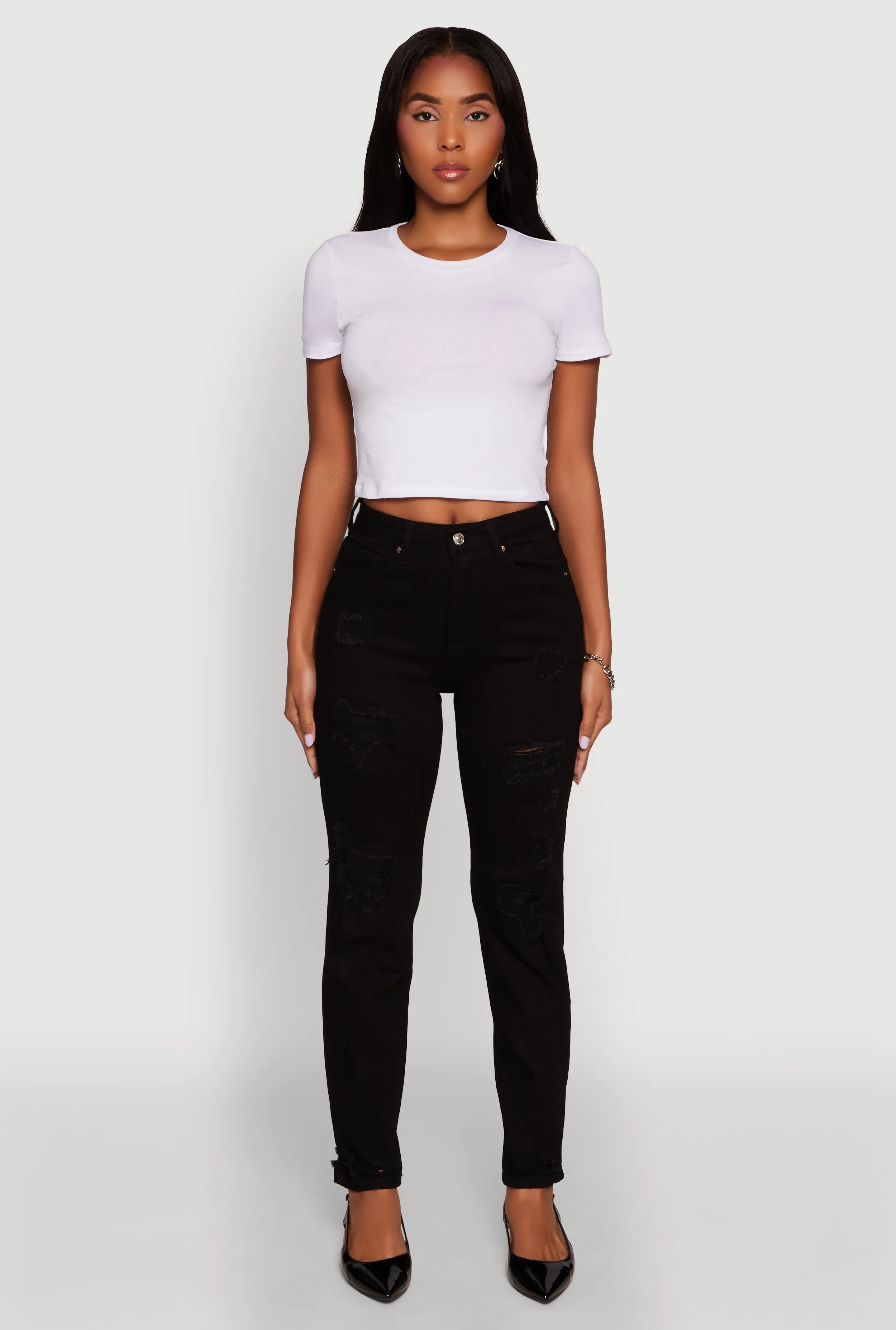 WAX Stretch Mid Rise Distressed Skinny Jeans Chill Attire Modern Minimalist Urban Explorer