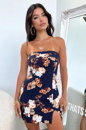 High Breathability City Shine Charms Dress - Navy Floral