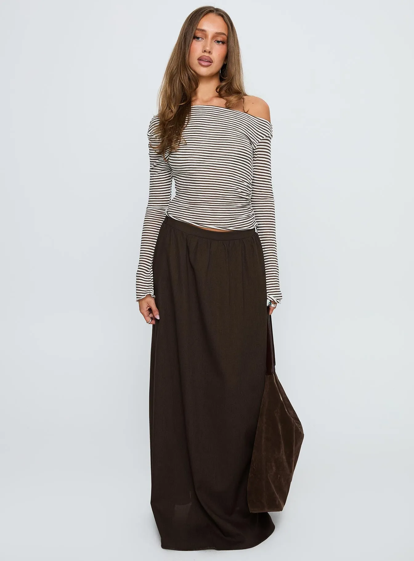 Thermoregulating Fabric Hallee Maxi Skirt Brown