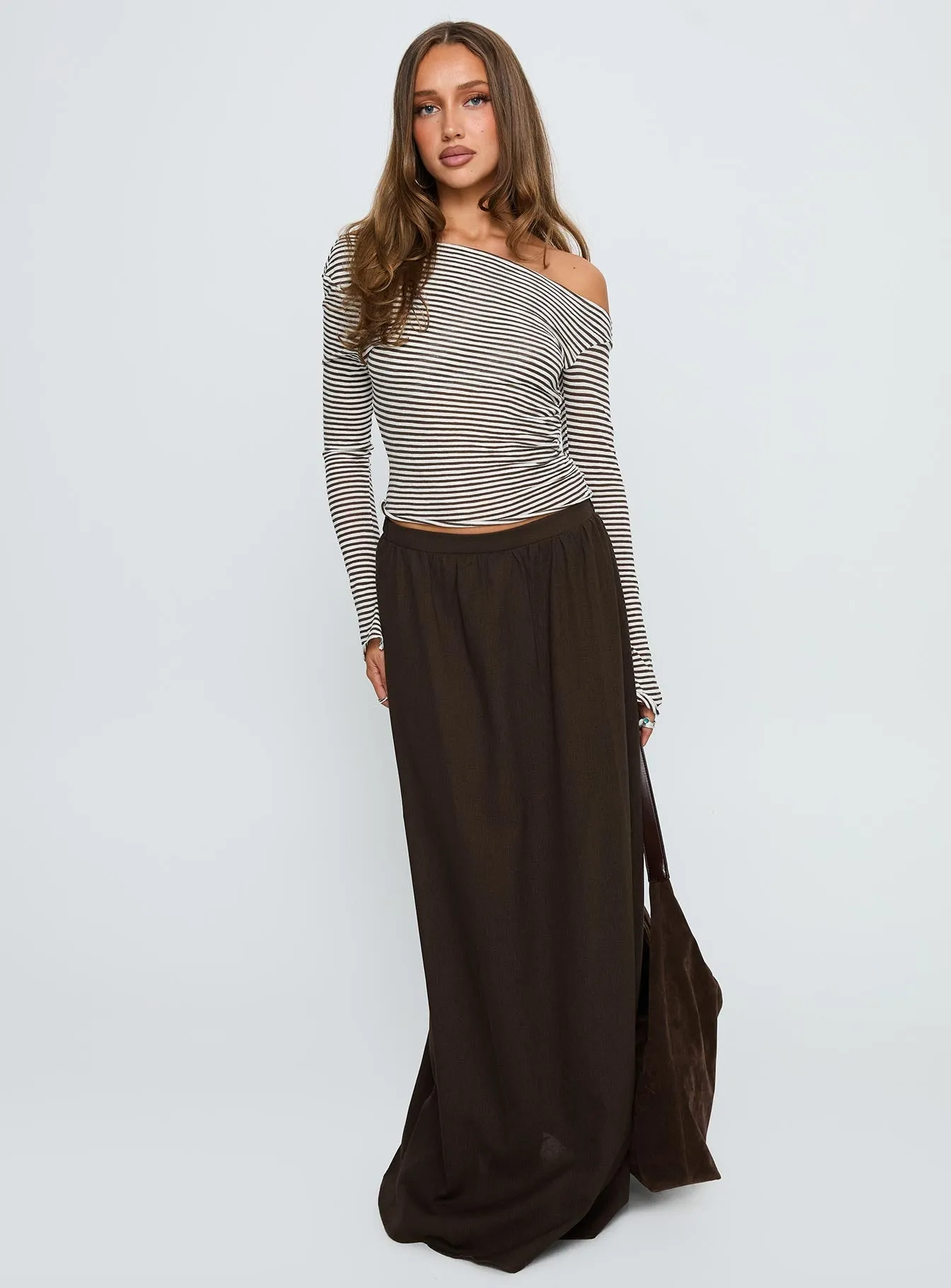 Hallee Maxi Skirt Brown Global Inspiration