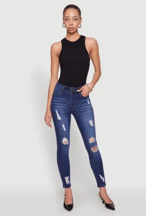 Chill Outfit Relaxed Style Earthy WAX Distressed Frayed Skinny Jeans