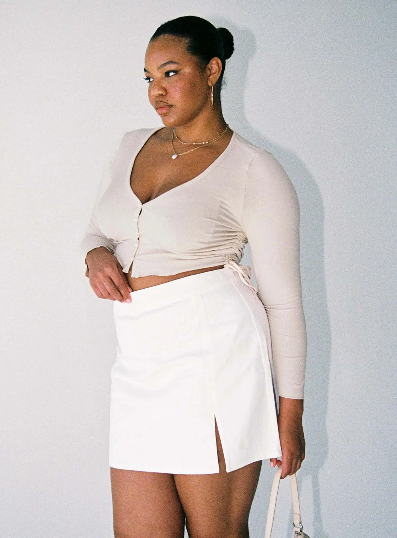 Seamless Edging Madison Mini Skirt White Curve