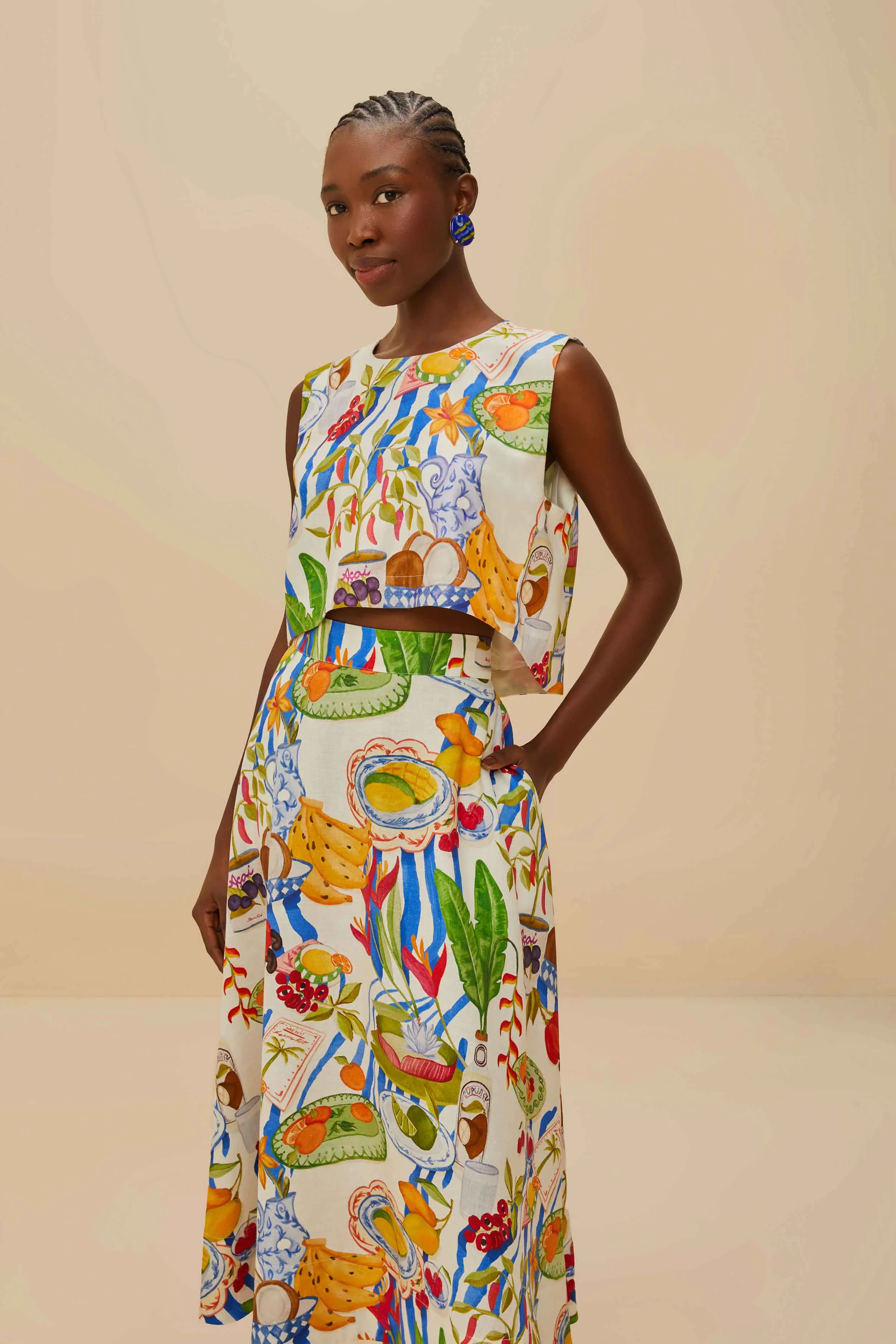 birthday party Smooth Feel Off-White Fresh Table LENZING? ECOVERO? Euroflax? Midi Skirt