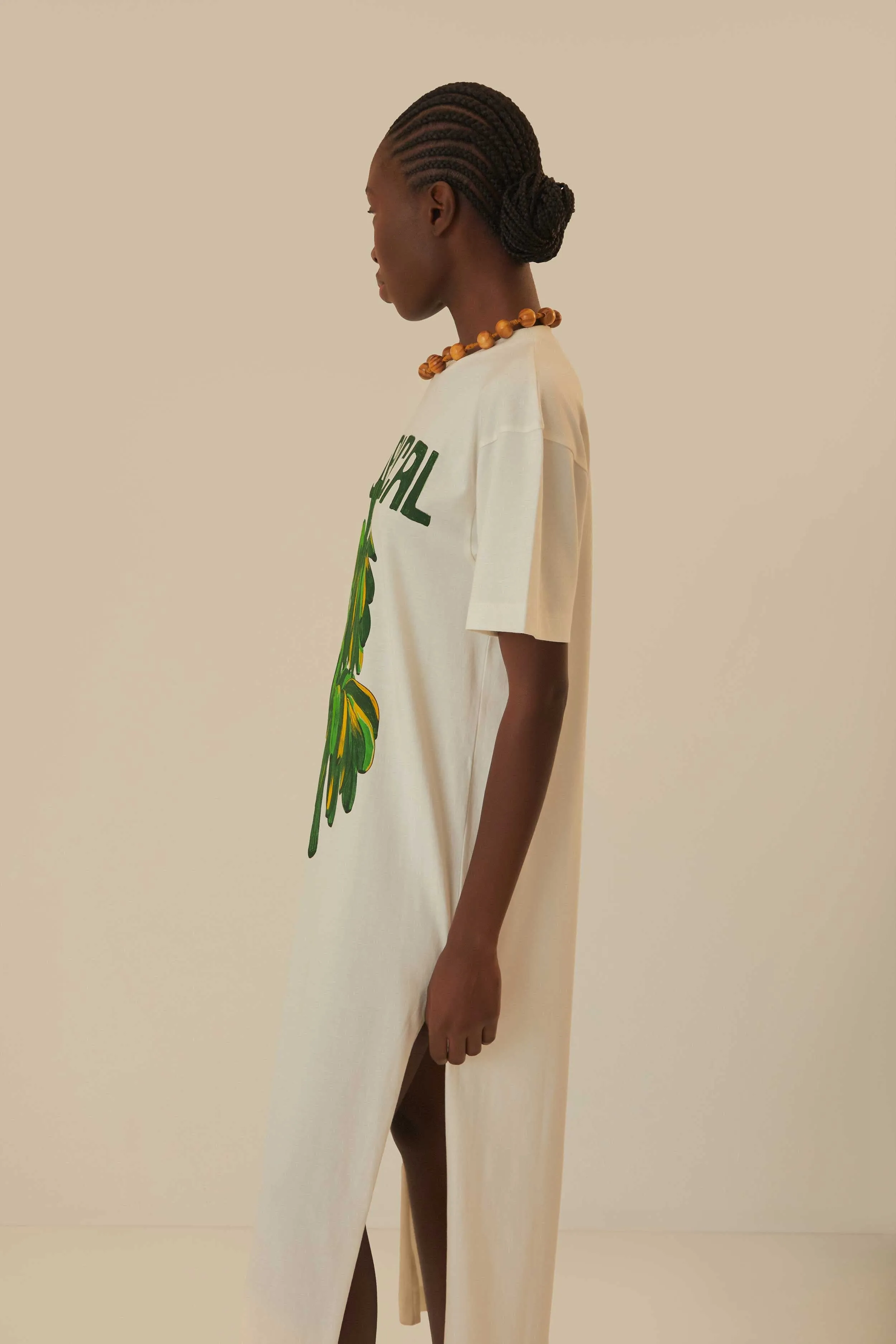 Off-White Tropical Organic Cotton T-Shirt Dress Snow Ready TaglessNeckline