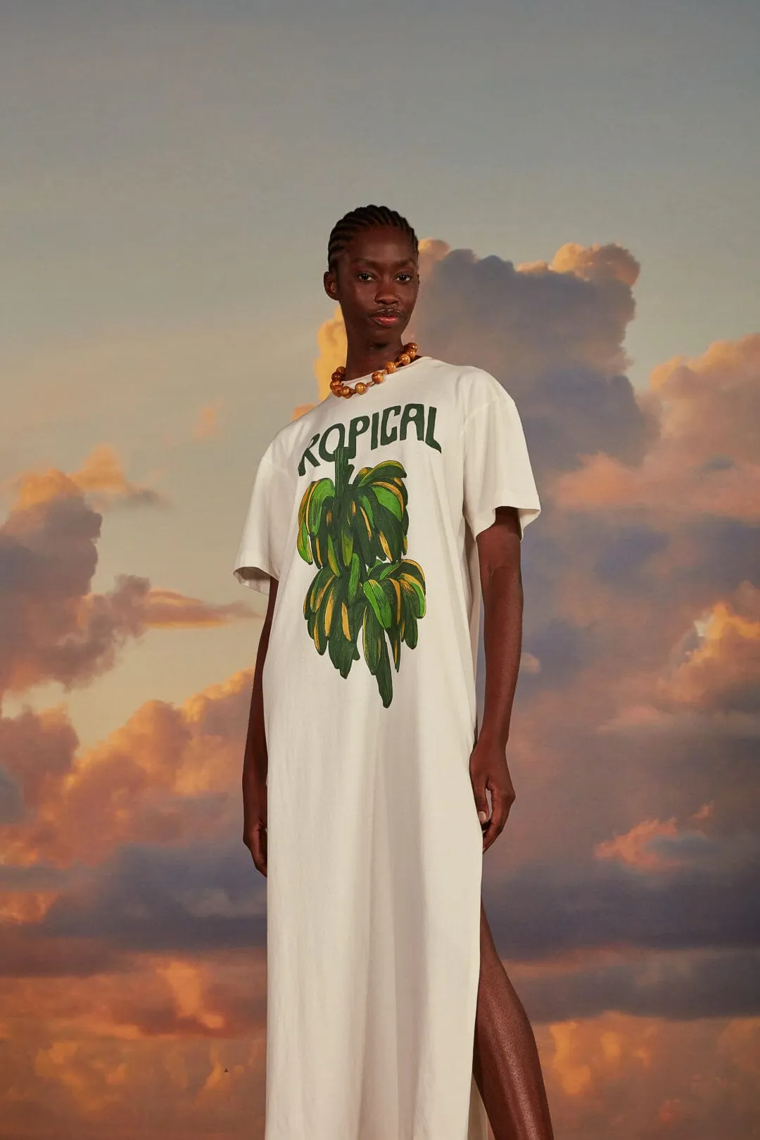 Off-White Tropical Organic Cotton T-Shirt Dress Craft Soul